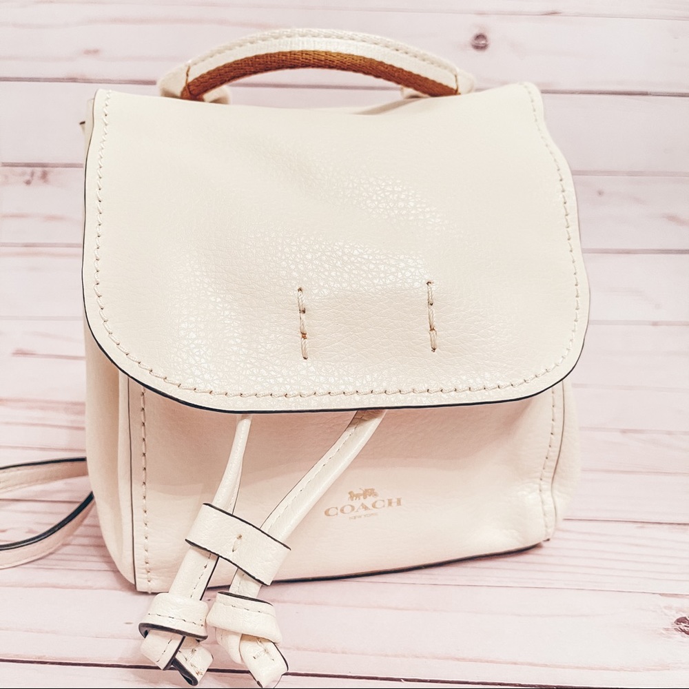 COACH white leather backpack authentic brand new